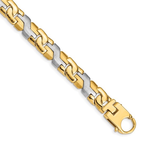 Other - Solid 10K Two-Tone Gold 8.8mm Fancy Link Men’s Bracelet - 9" 32.67g